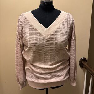 Chic V-Neck Sweater in Soft Cream
